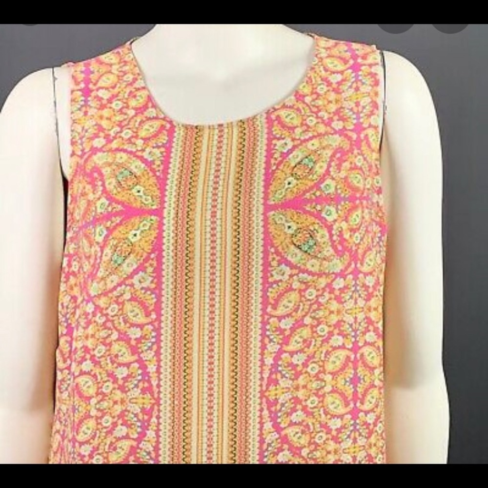 Rose and Olive pink, blue, and yellow floral top